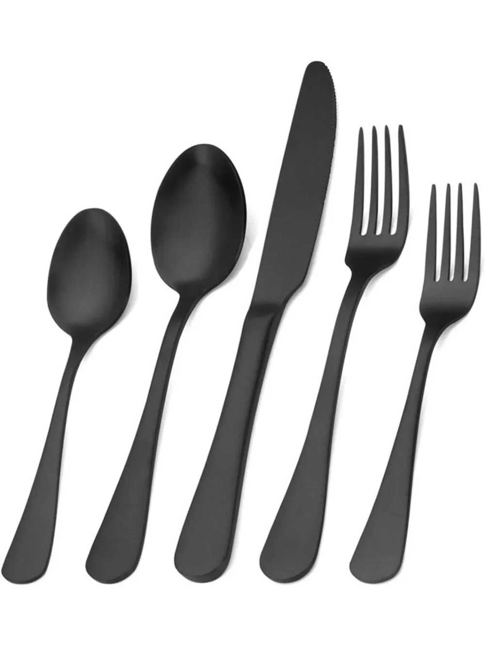 Sleek Matte Black 40-Piece Stainless Steel Flatware Set for 8 - Dishwasher Safe